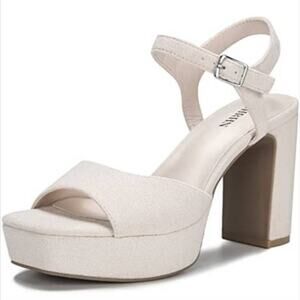 NWT Nude OOHRHN Suede Sandals Open Toe Ankle Strap Chunky High Heels Pumps 10